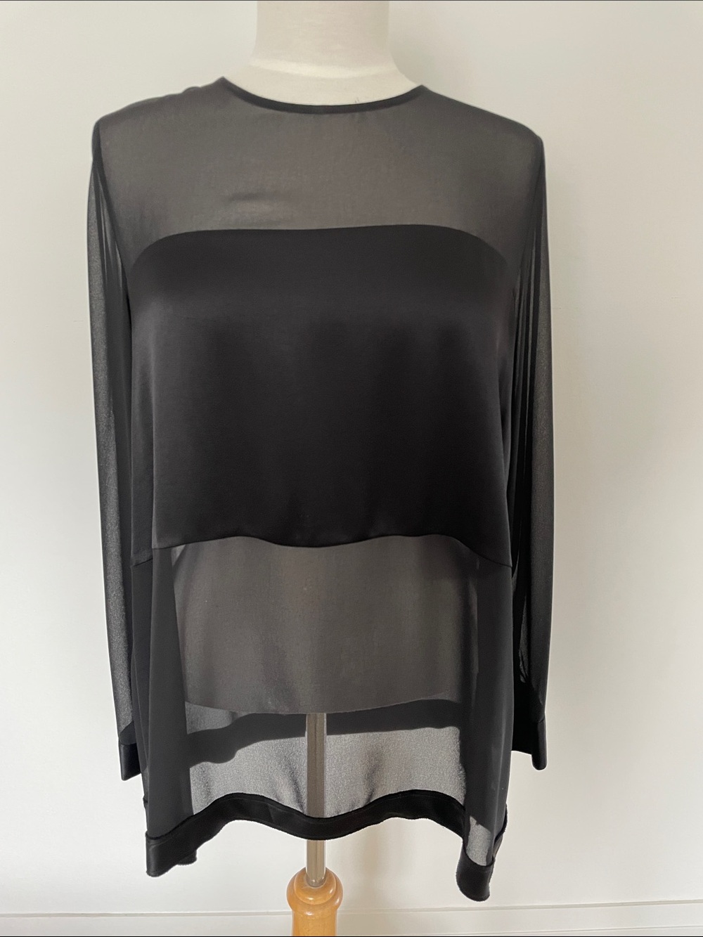 Zara Black Sheer Layered Long-Sleeve Top